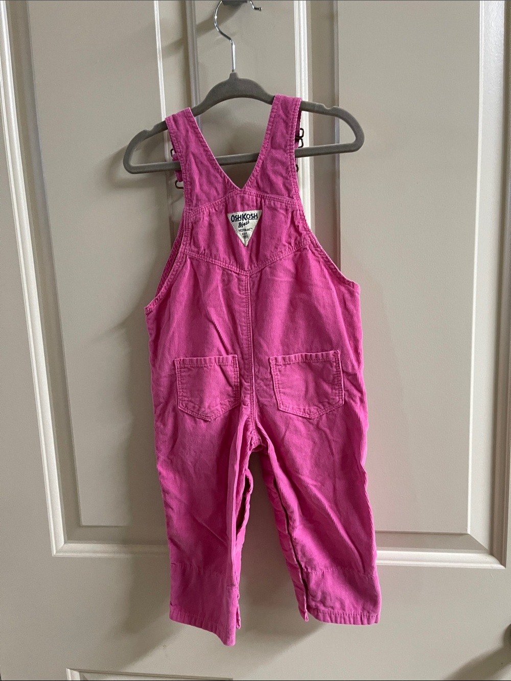 OshKosh B'gosh Hot Pink Corduroy Overalls, and matching Floral Shirt - Picture 9 of 12